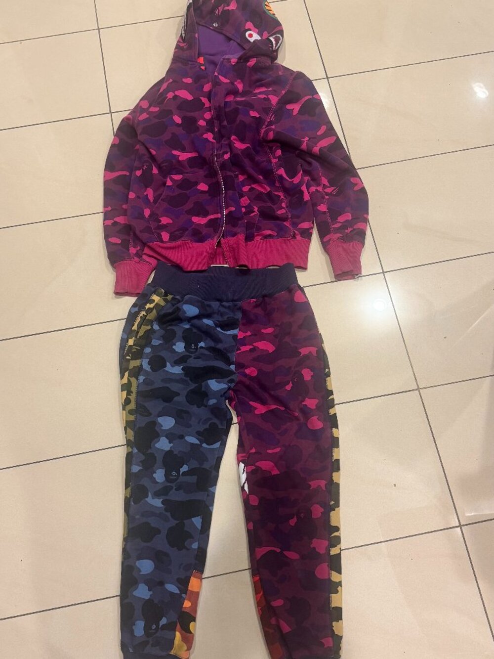 BAPE Mix Camo Crazy Shark Hoodie & Sweatpants Set